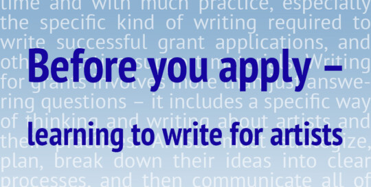 Workshop BEFORE YOU APPLY: Learning to Write for Artists by Mitch Speed